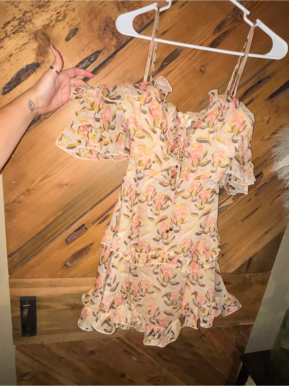 Saints + Secrets Peach Floral Ruffle Sundress